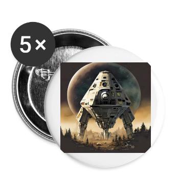 Futuristic space ship landing in forest - Buttons small 1''/25 mm (5-pack) - white - Front