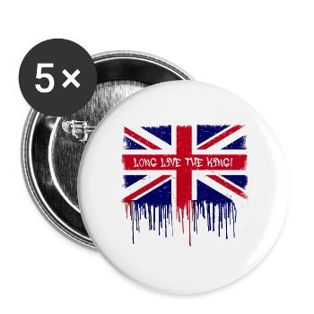 Vive le roi, drapeau, angleterre, roi, roi - Lot de 5 petits badges (25 mm) - blanc - Devant