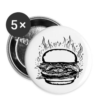 hamburgers, fast food, barbecues, cheeseburgers - Buttons small 1''/25 mm (5-pack) - white - Front
