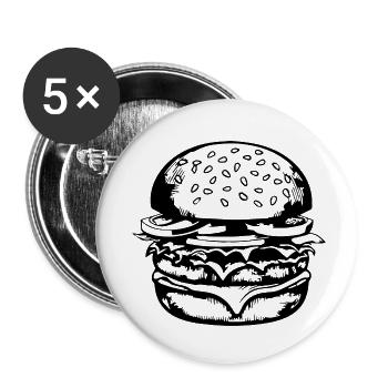 hamburgers, fast food, barbecues, cheeseburgers - Buttons small 1''/25 mm (5-pack) - white - Front