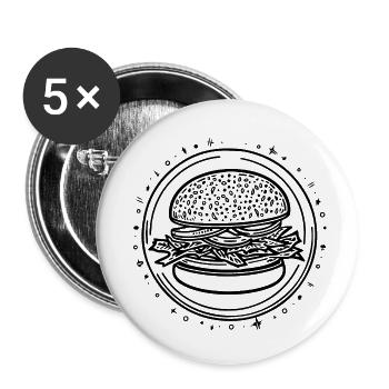 hamburgers, fast food, barbecues, cheeseburgers - Buttons small 1''/25 mm (5-pack) - white - Front