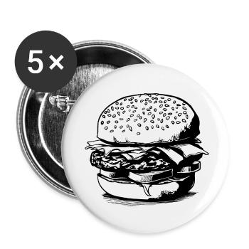 hamburgers, fast food, barbecues, cheeseburgers - Buttons small 1''/25 mm (5-pack) - white - Front