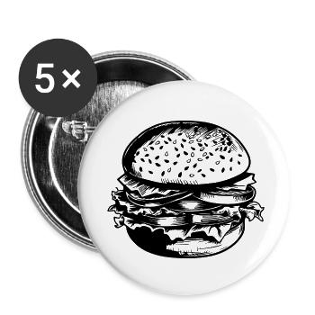 hamburgers, fast food, barbecues, cheeseburgers - Buttons small 1''/25 mm (5-pack) - white - Front