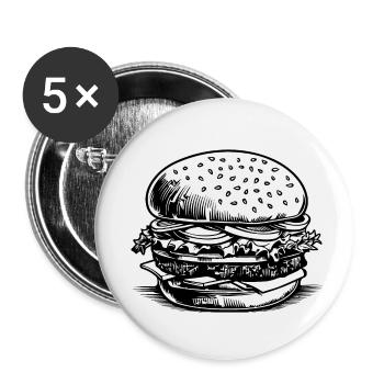 hamburgers, fast food, barbecues, cheeseburgers - Buttons small 1''/25 mm (5-pack) - white - Front