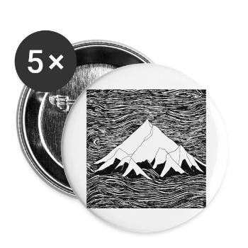 Line drawing of a mountain range - Buttons small 1''/25 mm (5-pack) - white - Front