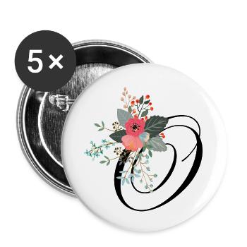 Letter o flowery - Buttons small 1''/25 mm (5-pack) - white - Front