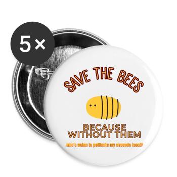 RETTET DIE BIENEN - Buttons klein 25 mm (5er Pack) - Weiß - Vorne