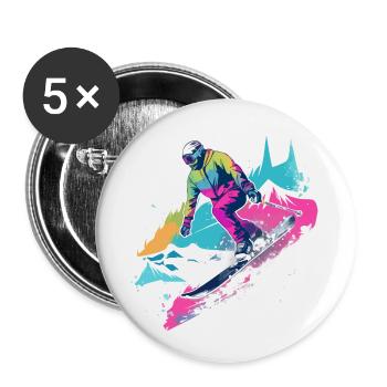 David skiing - Buttons small 1''/25 mm (5-pack) - white - Front