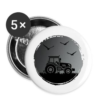 Traktor Traktorfahrer "Ernte im Mondschein" - Buttons klein 25 mm (5er Pack) - Weiß - Vorne