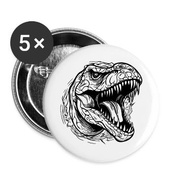 Roaring T-Rex Dinosaur Tattoo Dino Design - Lot de 5 petits badges (25 mm) - blanc - Devant