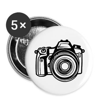 Photographe Photographie Caméra de photographie - Lot de 5 petits badges (25 mm) - blanc - Devant