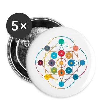 Schéma d'un atome - Lot de 5 petits badges (25 mm) - blanc - Devant