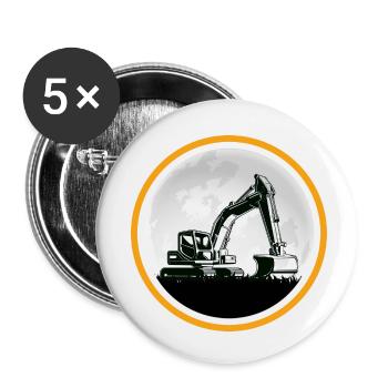 Bagger Baggerfahrer Baustelle Baggerschaufel - Buttons klein 25 mm (5er Pack) - Weiß - Vorne