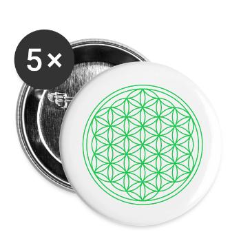 chakra blume des lebens yoga grün spirit - Buttons klein 25 mm (5er Pack) - Weiß - Vorne