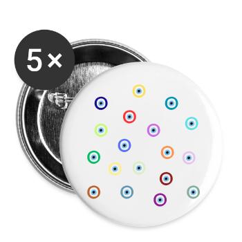 Œil multicolore - Lot de 5 petits badges (25 mm) - blanc - Devant