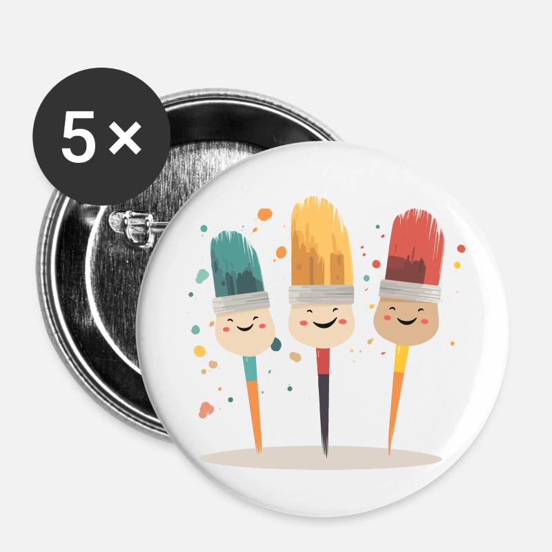 Funny brushes - Buttons small 1''/25 mm (5-pack) - white