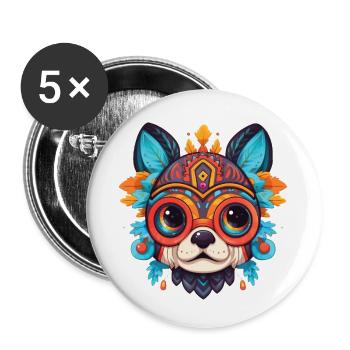 Colorful Furry French Bulldog - Lot de 5 petits badges (25 mm) - blanc - Devant