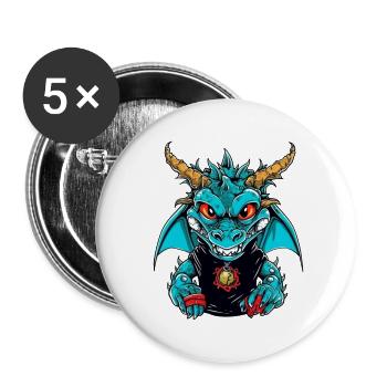 Drachen-Design mit mystischer Szenerie - Buttons klein 25 mm (5er Pack) - Weiß - Vorne