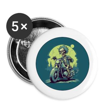 Dead Rider - Der Biker-Zombie - Buttons klein 25 mm (5er Pack) - Weiß - Vorne