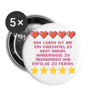 Das Leben ist ein Spiel - Buttons klein 25 mm (5er Pack) - Weiß - Vorne