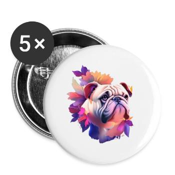 Bulldogge - Buttons klein 25 mm (5er Pack) - Weiß - Vorne