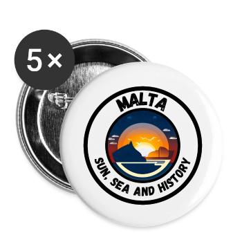 Malte - Soleil, mer et histoire - Lot de 5 petits badges (25 mm) - blanc - Devant