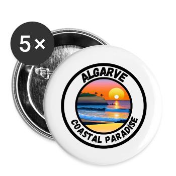 Algarve - Paradis côtier - Lot de 5 petits badges (25 mm) - blanc - Devant