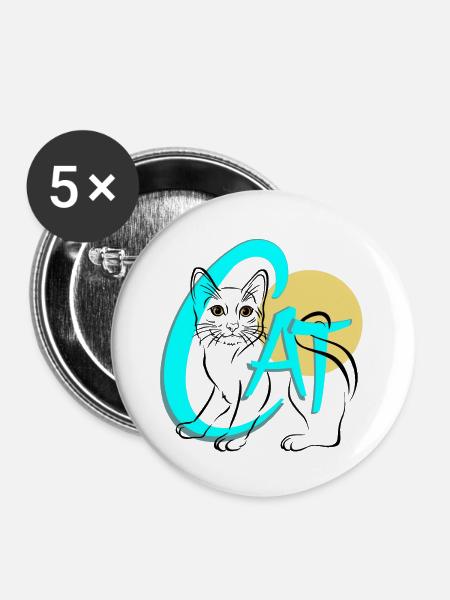 CAT - Buttons klein 25 mm (5er Pack) - Weiß