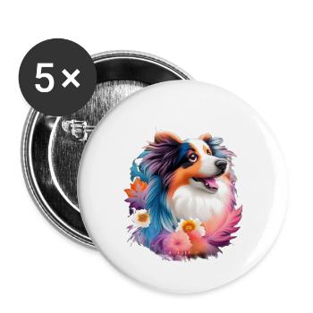 Australian Shepherd - Buttons klein 25 mm (5er Pack) - Weiß - Vorne