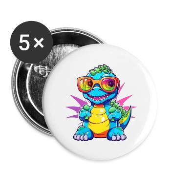 Cool kid Dino - Lot de 5 petits badges (25 mm) - blanc - Devant