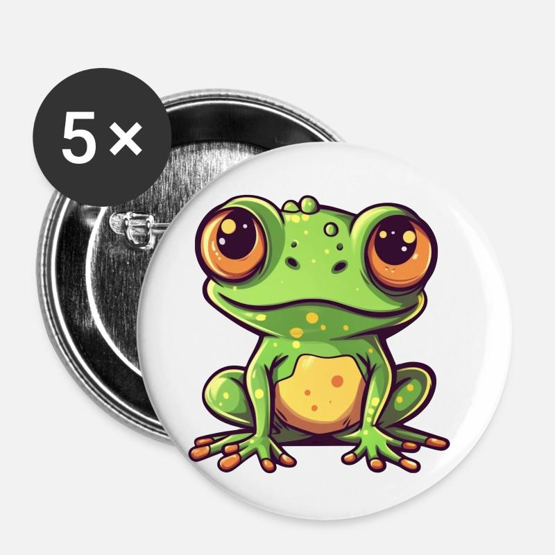 Lime Frog Pop Art Character - Buttons small 1''/25 mm (5-pack) - white