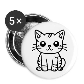Cat Cat Kitten Cat Lady - Buttons small 1''/25 mm (5-pack) - white - Front