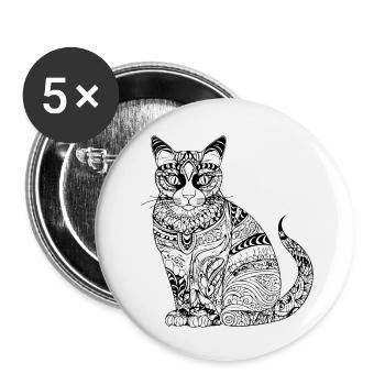 Cat Cat Kitten Cat Lady - Buttons small 1''/25 mm (5-pack) - white - Front