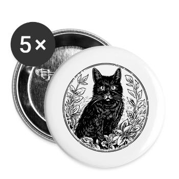 Cat Cat Kitten Cat Lady - Buttons small 1''/25 mm (5-pack) - white - Front
