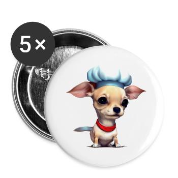 Chiens Chihuahua Dog Propriétaire Chihuahua Puppy - Lot de 5 petits badges (25 mm) - blanc - Devant
