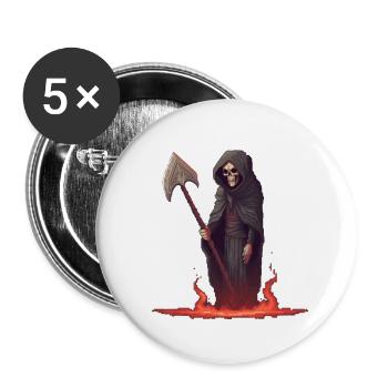 Pixel Grim Reaper - Buttons small 1''/25 mm (5-pack) - white - Front