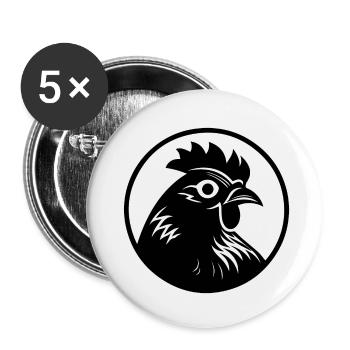 Chicken Chicken House Poultry Rooster Farm - Buttons small 1''/25 mm (5-pack) - white - Front