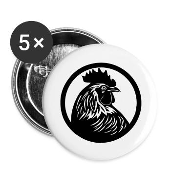 Chicken Chicken House Poultry Rooster Farm - Buttons small 1''/25 mm (5-pack) - white - Front