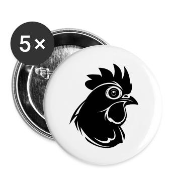 Chicken Chicken House Poultry Rooster Farm - Buttons small 1''/25 mm (5-pack) - white - Front