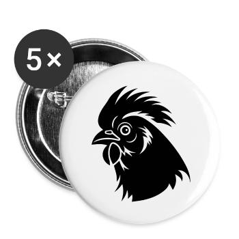 Chicken Chicken House Poultry Rooster Farm - Buttons small 1''/25 mm (5-pack) - white - Front