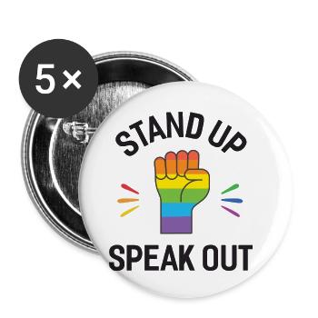 Pride Month - Stand Up. Speak Out. - Buttons small 1''/25 mm (5-pack) - white - Front