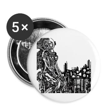 Machine Woman Roboter - Buttons klein 25 mm (5er Pack) - Weiß - Vorne