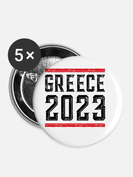 Greece 2023 - Buttons klein 25 mm (5er Pack) - Weiß