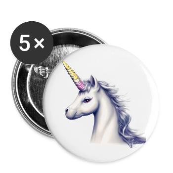 Licorne Fille Licornes Licorne Animal Mythique Licorne - Lot de 5 petits badges (25 mm) - blanc - Devant
