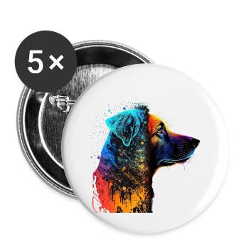 Hund im Farbrausch / Multicolor Hund - Buttons klein 25 mm (5er Pack) - Weiß - Vorne