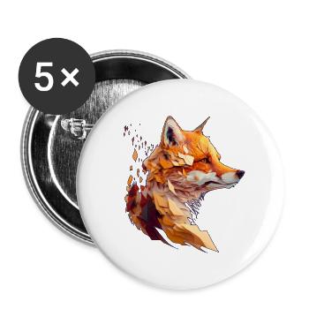 Polygon Fuchs Design, Hübscher Fuchs - Buttons klein 25 mm (5er Pack) - Weiß - Vorne