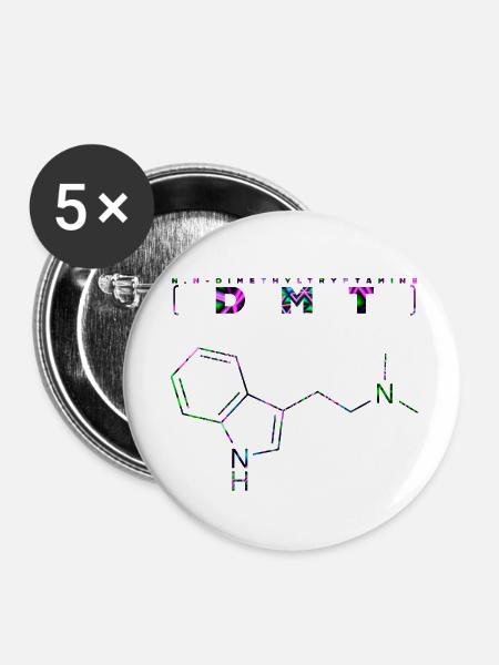 DMT-Molekül - Buttons klein 25 mm (5er Pack) - Weiß