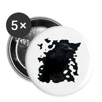 Krähe - Buttons klein 25 mm (5er Pack) - Weiß - Vorne