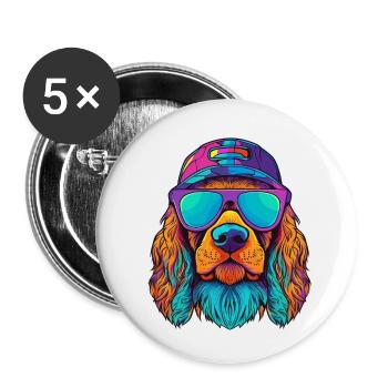 Cool dog with sunglasses - Buttons small 1''/25 mm (5-pack) - white - Front