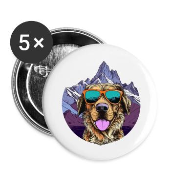 Cool dog with sunglasses - Buttons small 1''/25 mm (5-pack) - white - Front